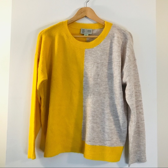 Saturday Sunday Colorblock Yellow Knit Sweater - Picture 9 of 11